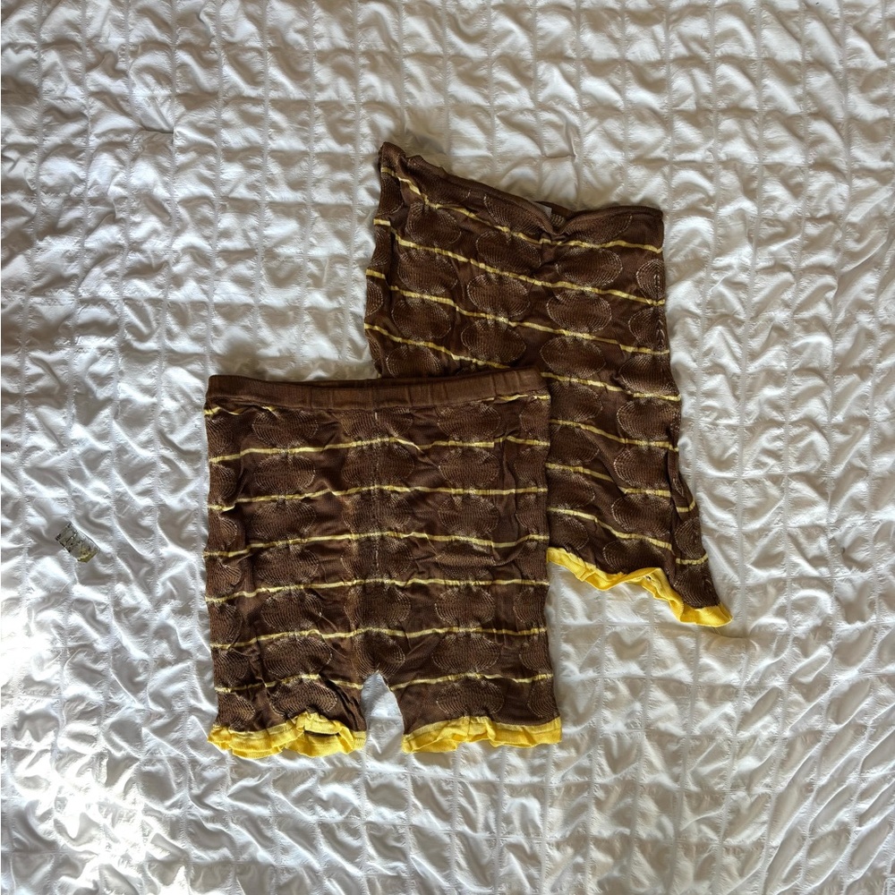 Designer Brown and Yellow Two-Piece Set